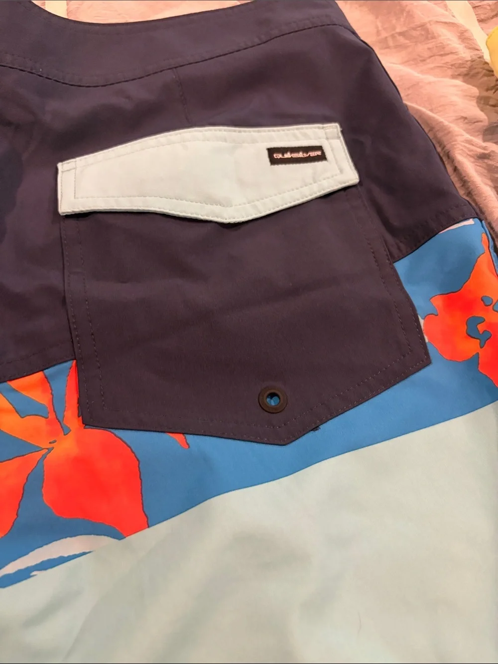 Quiksilver Navy, Light Blue & Coral Floral Boardshorts